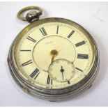 A hallmarked silver open faced pocket watch,