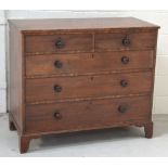 A Victorian mahogany two-over-three chest of drawers on bracket feet,