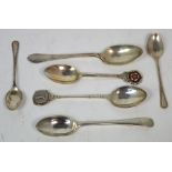 Six hallmarked silver collectors spoons, various hallmarks, approx 2.8ozt (6).