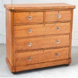 A Victorian walnut two-over-three chest of drawers, width 122cm.