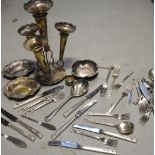 A quantity of silver plated items to include flatware and epergne etc.