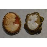 A cameo brooch of a young woman wearing a pearl necklace in a 9ct gold mount,