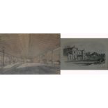A lithograph depicting Victoria Station, Hunts Banks, Manchester,