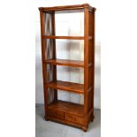 A modern four shelf bookcase with two lower drawers, 193cm.