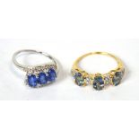 Two 9ct gold tanzanite set dress rings (2).