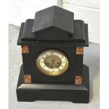 A Victorian marble and slate eight day mantel clock the enamelled and gilt dial set with Arabic
