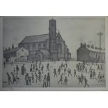LAURENCE STEPHEN LOWRY (1887-1976); a signed limited edition black and white print, 'St.