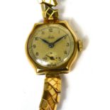 Avia; 1940s ladies wristwatch, tonneau shaped 9ct gold case and matching gold filled bracelet,