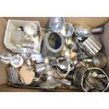 A quantity of plated ware to include candelabrum, tea service, condiments,