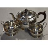 A George V hallmarked silver three piece tea service, Birmingham 1928, approx 19.3ozt (3).