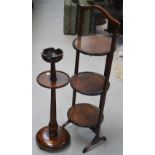 An Edwardian three-tier cake stand and a smoker's stand (2).