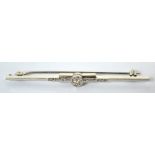 A 9ct white gold and diamond set bar brooch in the Art Deco taste, boxed.