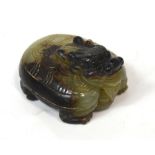 A Chinese carved included jade model of a stylised tortoise, length 5cm. *Provenance: Professor B.