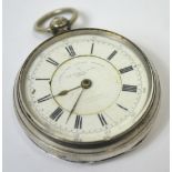 A hallmarked silver open faced chronograph pocket watch,