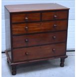 A Victorian mahogany two-over-three chest of drawers on baluster supports, width approx 90cm (af).