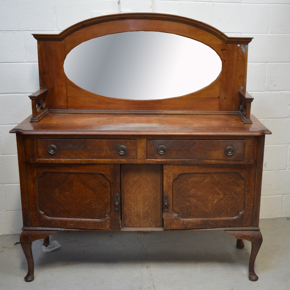 An Edwardian mirror back sideboard,