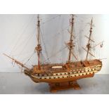 A scratch built model of 'Le Superbe' in full rigging, length 110cm.