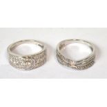 Two 9ct white gold diamond chip rings (2).