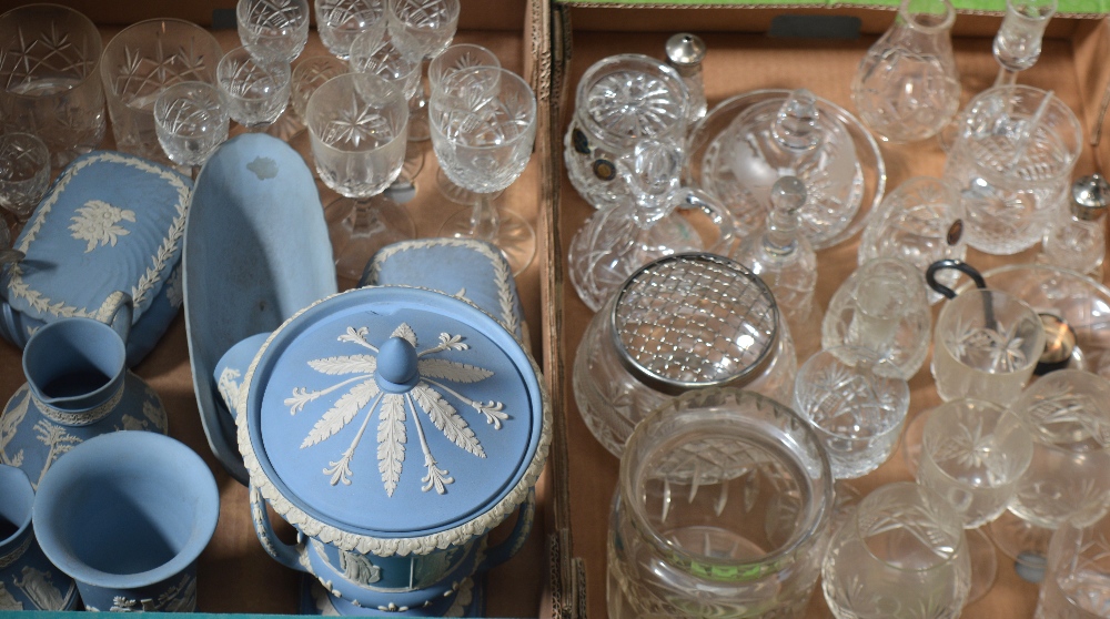 A quantity of glassware and ceramics to include Wedgwood Jasperware.