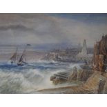 WILLIAM JAMES COLLCOTT; a watercolour entitled 'A Sudden Squall off South Pier, Gorlestone',