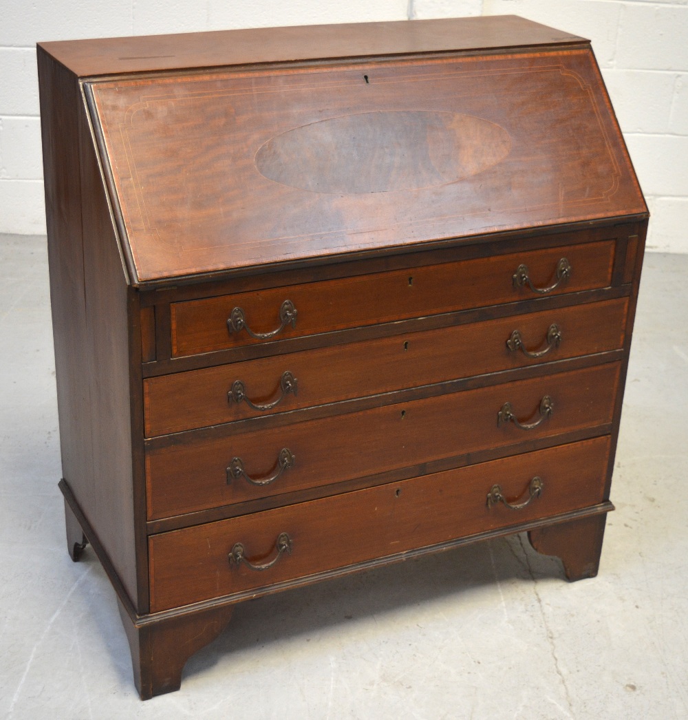 A mahogany inlaid bureau,