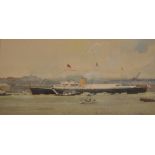 ROBERT DON STOKLE; a watercolour entitled 'Britannia - Tall Ships 1984',