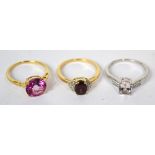 Three 9ct gold dress rings (3).