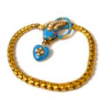 A 19th century yellow metal graduating link bracelet in the form of a snake,