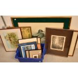 A large quantity of decorative pictures and prints including an engraving of the bay and island of