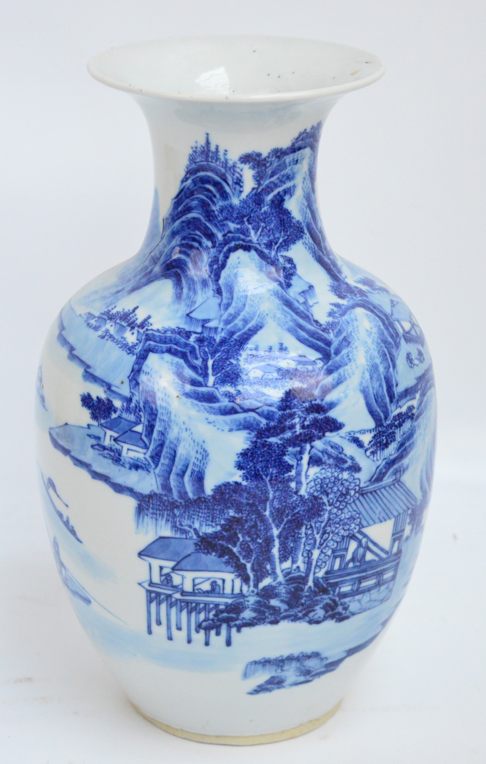A large late 19th/early 20th century Chinese baluster vase with flared rim,