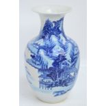 A large late 19th/early 20th century Chinese baluster vase with flared rim,