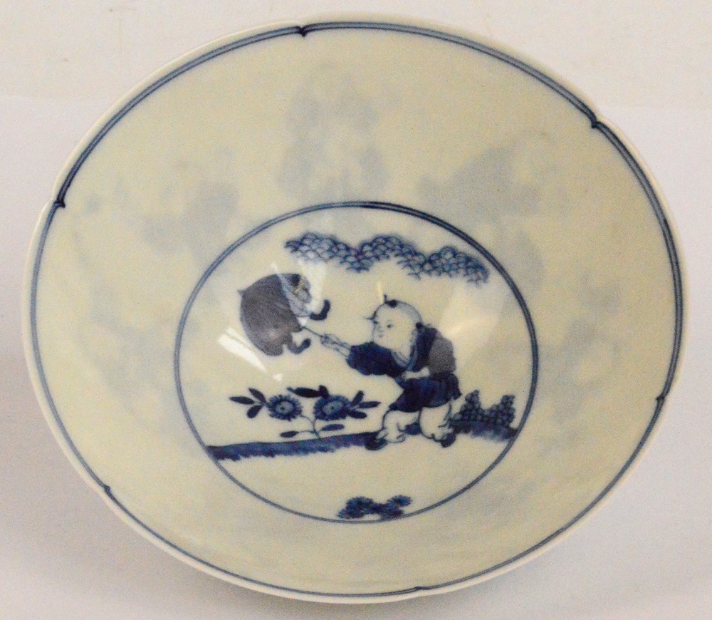 A Chinese blue and white fine porcelain conical bowl, - Image 2 of 3