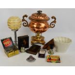 A quantity of collectors' items including a boxed Northern Alsatian Club medallion,