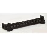 A Victorian Gothic cast iron fender with pierced frieze, width 116cm.