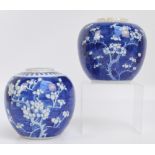 A near pair of late 19th century Chinese porcelain ginger jars painted in underglaze blue with