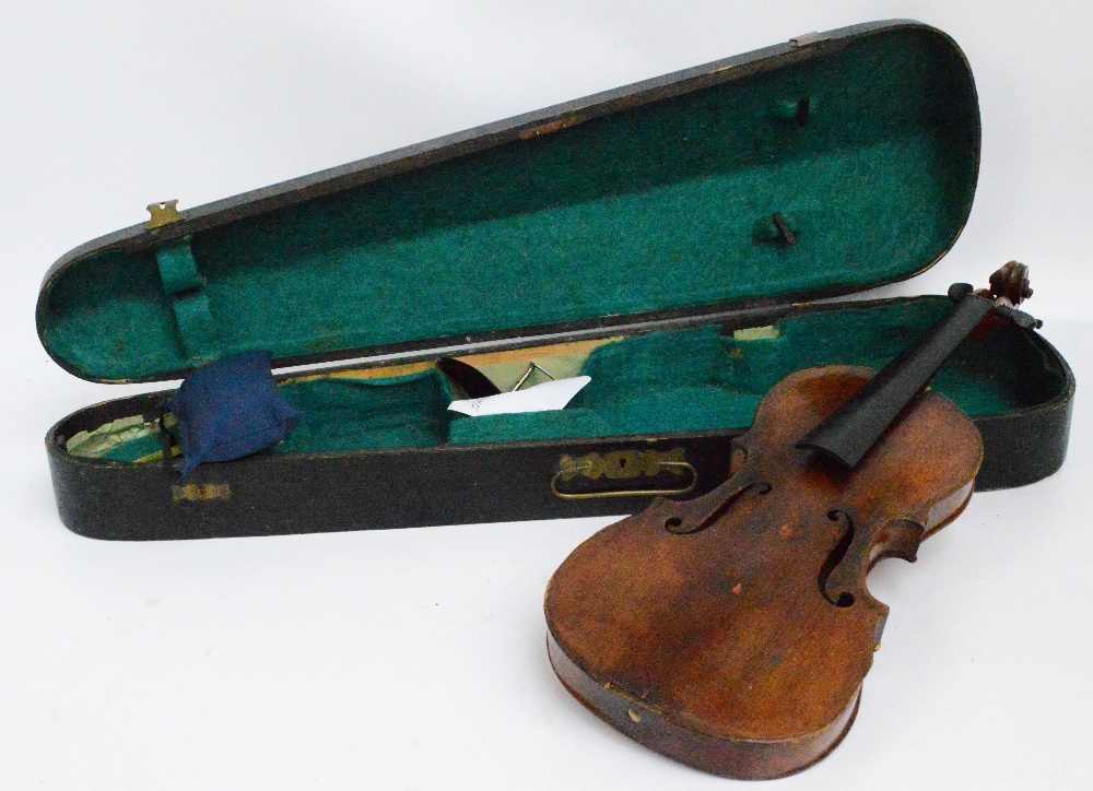A full size German violin with two-piece back, length of back 35.