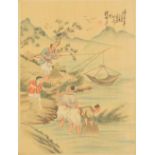 A pair of Chinese watercolours on silk,