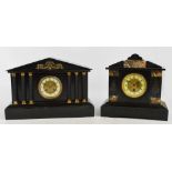 Two late 19th century French black slate mantel clocks,