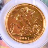 An Elizabeth II proof half sovereign, 2007.