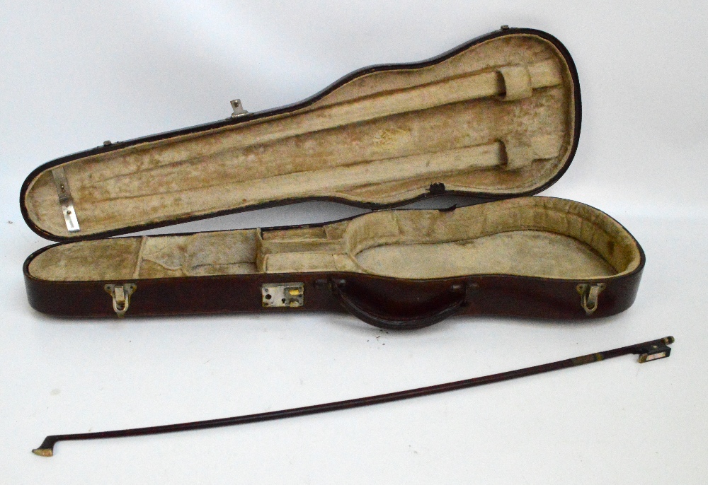A walnut violin case with fitted interior including space for two bows,