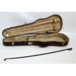 A walnut violin case with fitted interior including space for two bows,