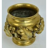 A late 19th century Japanese bronze vase of squat baluster form decorated with applied berries and