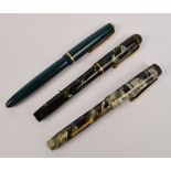 Three fountain pens with 14ct yellow gold nibs including a Parker example (3).