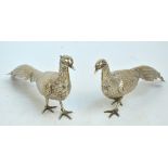 A pair of 20th century Spanish silver tin pheasants, silver standard minimum 0.