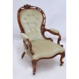 A Victorian walnut spoon back chair,