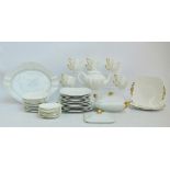 A Shelley dinner and tea ware of square form with canted corners comprising ten trios,