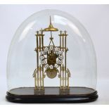 A late 19th century brass Gothic skeleton clock,