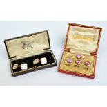 A cased pair of 9ct gold mounted and mother of pearl cufflinks,