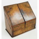 A 19th century walnut stationery box,