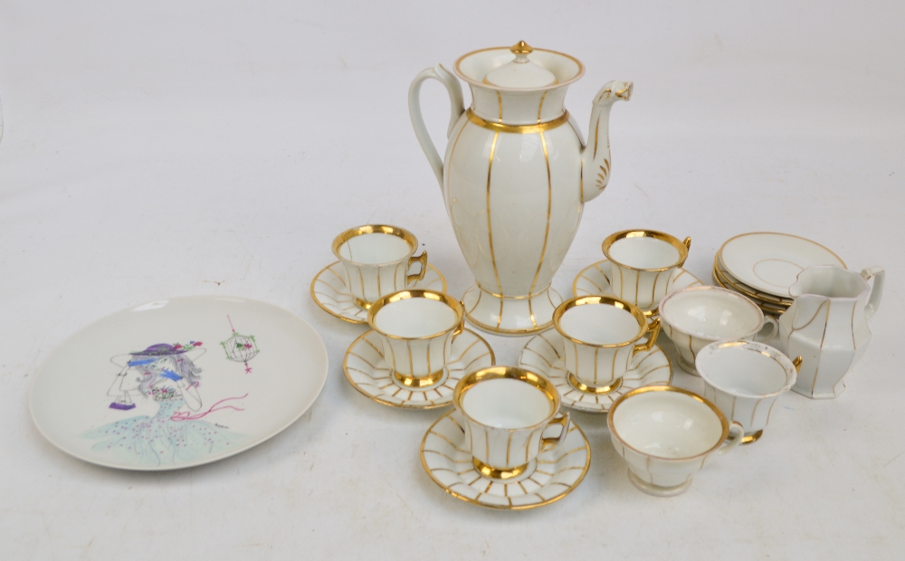 An early to mid 20th century Czechoslovakian porcelain assorted part coffee set comprising a coffee